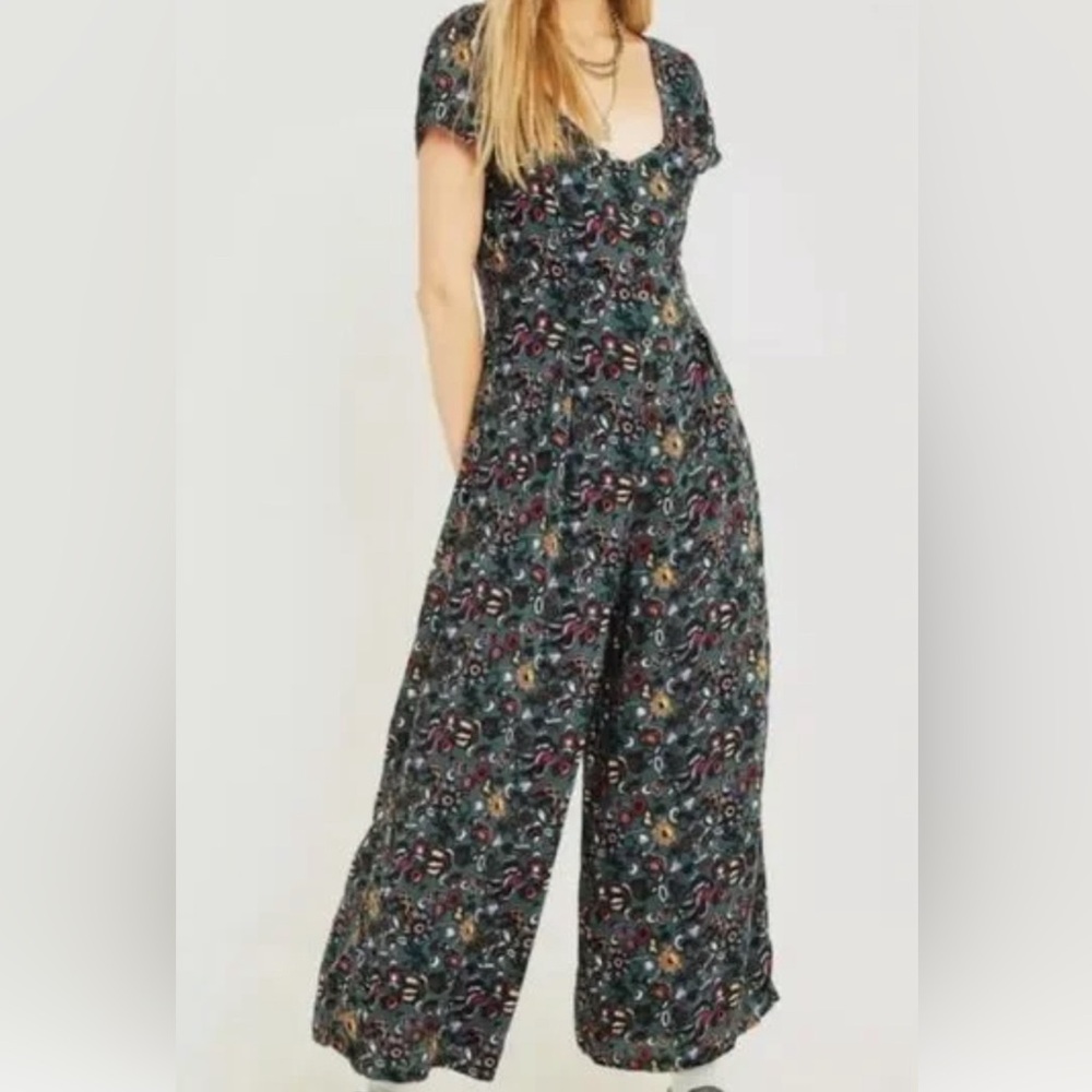 Urban Outfitters green floral jumpsuit